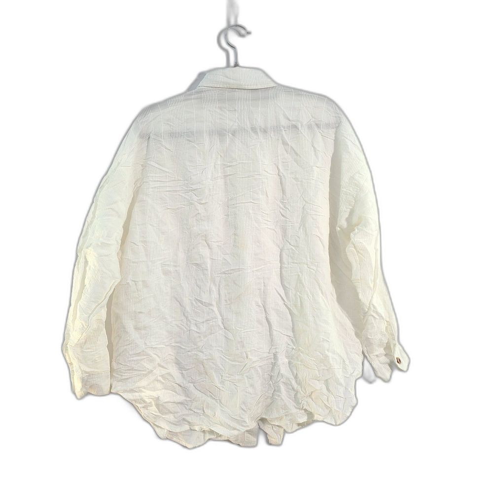 White Women's Solid Button Down Shirt Top Long Sl… - image 2